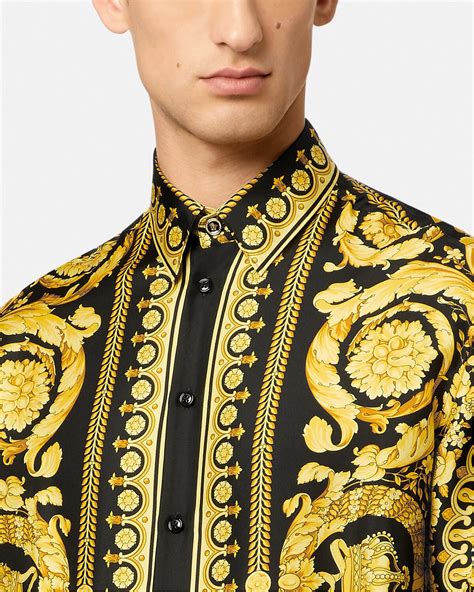 versace barroco print silk shirt.